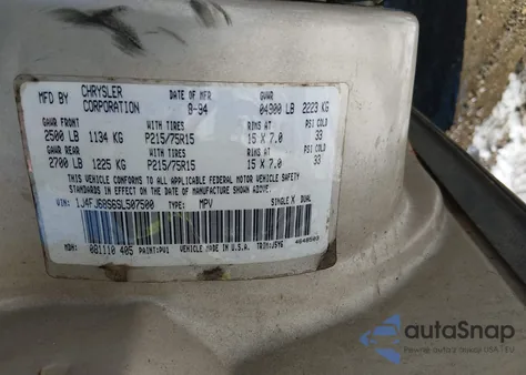 1995 Jeep Cherokee Sport z USA, uszkodzony, nr VIN 1J4FJ68S6SL507500